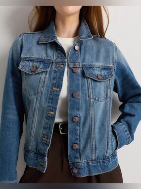 NWOT Quince Indigo Blue 100% Organic Cotton Denim Jacket Size Large